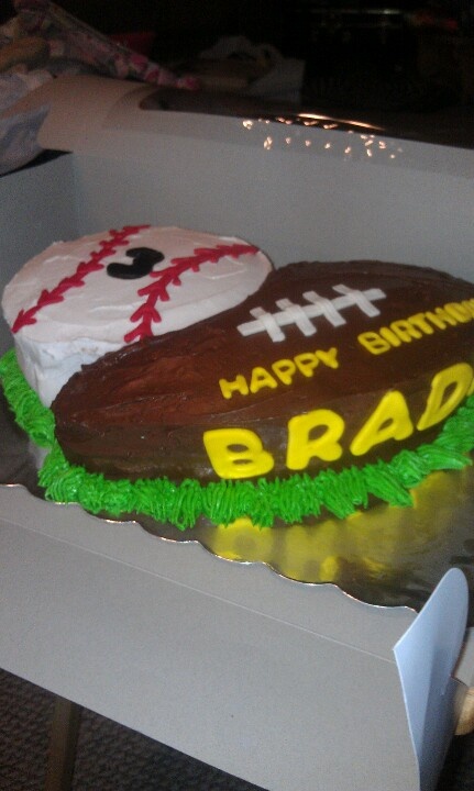 Baseball and Football Cake