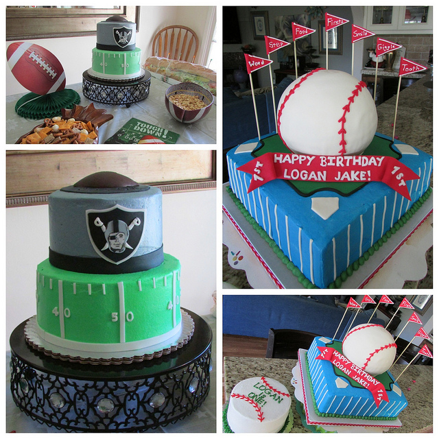 Baseball and Football Cake