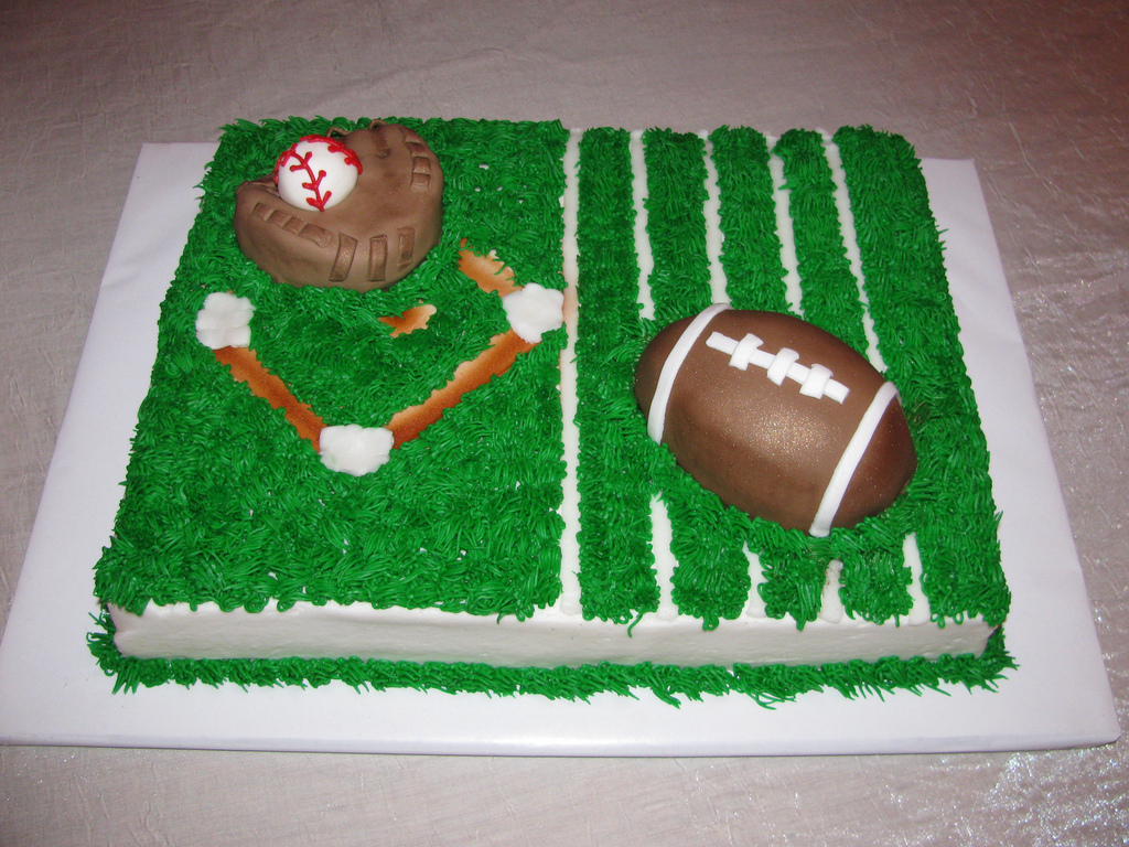 Baseball and Football Cake