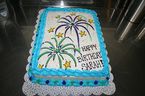 Birthday Cake with Fireworks