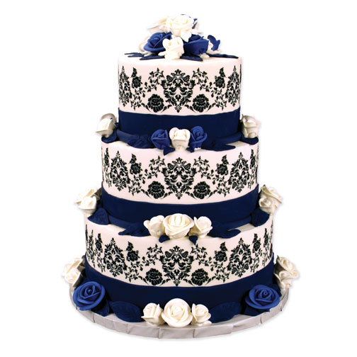 Black and White Damask Wedding Cake Black and White Damask Wedding Cake