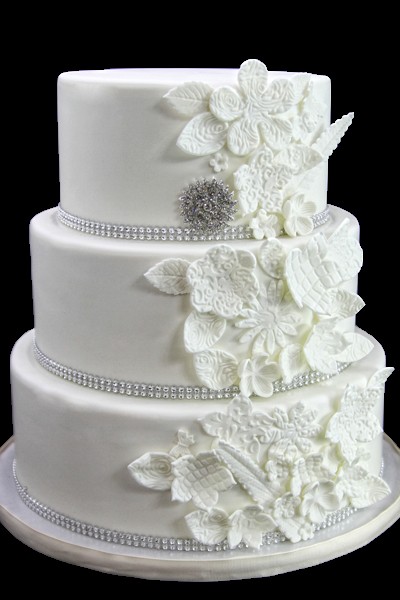 Bling Wedding Cakes Ribbons and Flowers