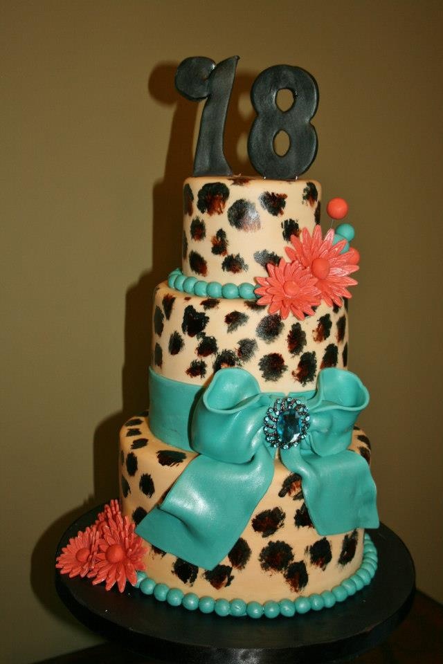 Blue and Pink Cheetah Print Cakes