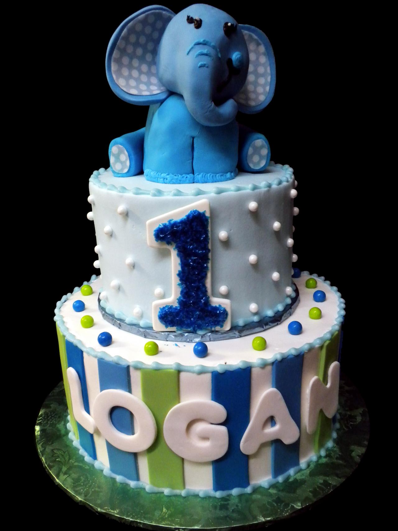 Blue and White Birthday Cake