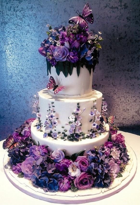 Butterfly and Purple Wedding Cake Butterfly and Purple Wedding Cake