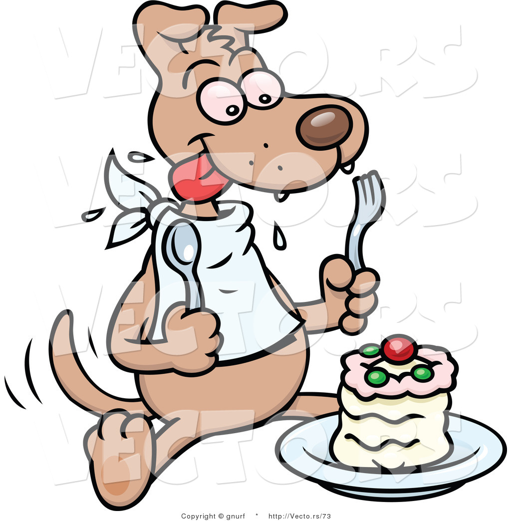 Cartoon Dog Eating Cake