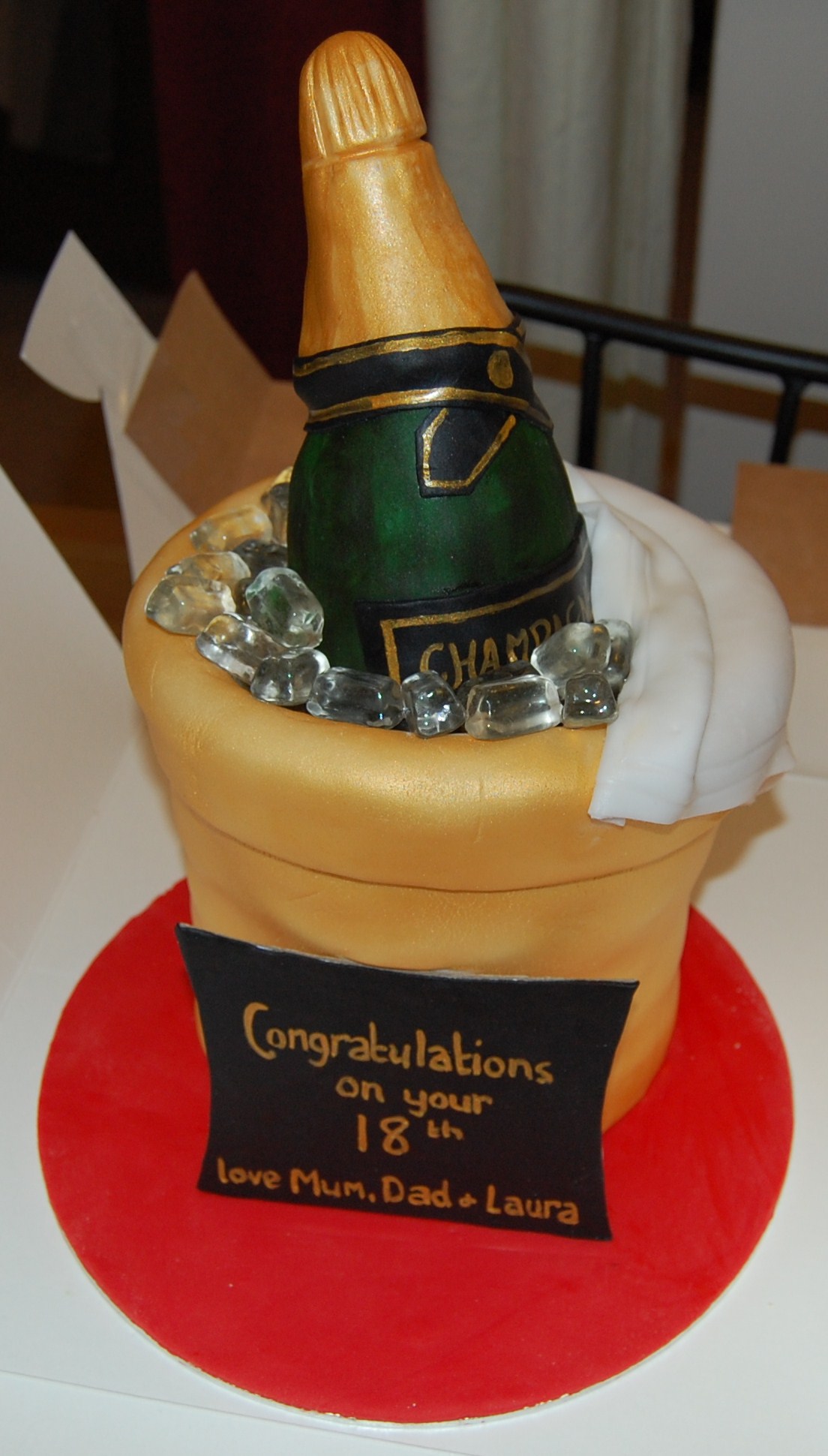 Champagne Bottle Ice Bucket Cake