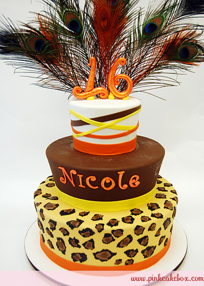 Cheetah Print Sweet 16 Birthday Cakes