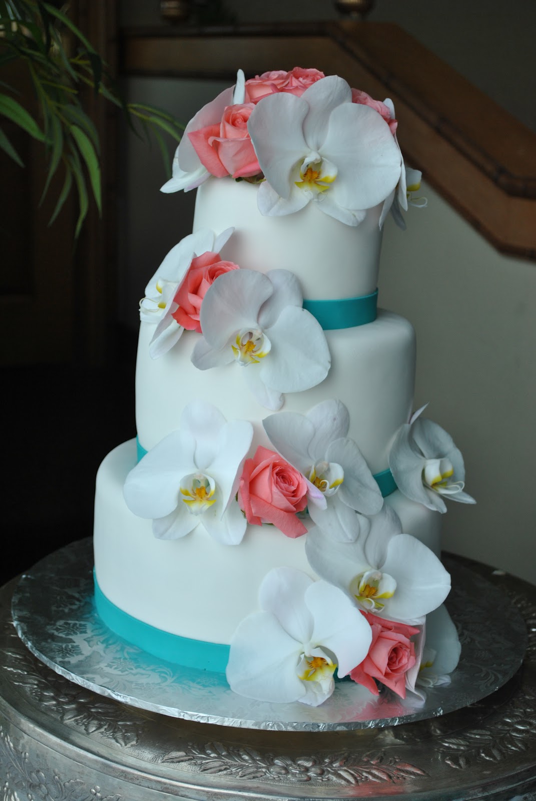 Coral Beach Wedding Cake