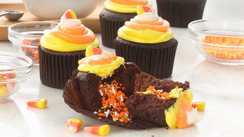 Cupcakes with Candy Corn Inside