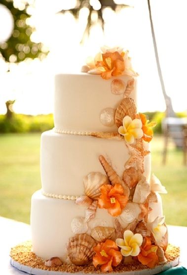 Fall Beach Wedding Cake