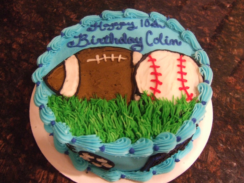 Football and Baseball Birthday Cakes