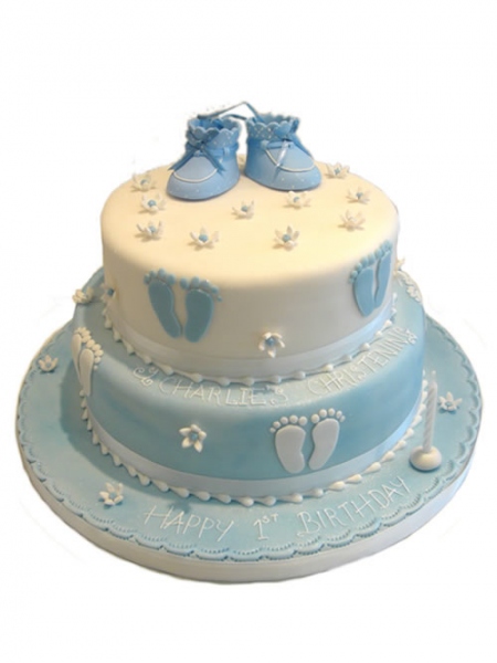 Footprint Christening Cake