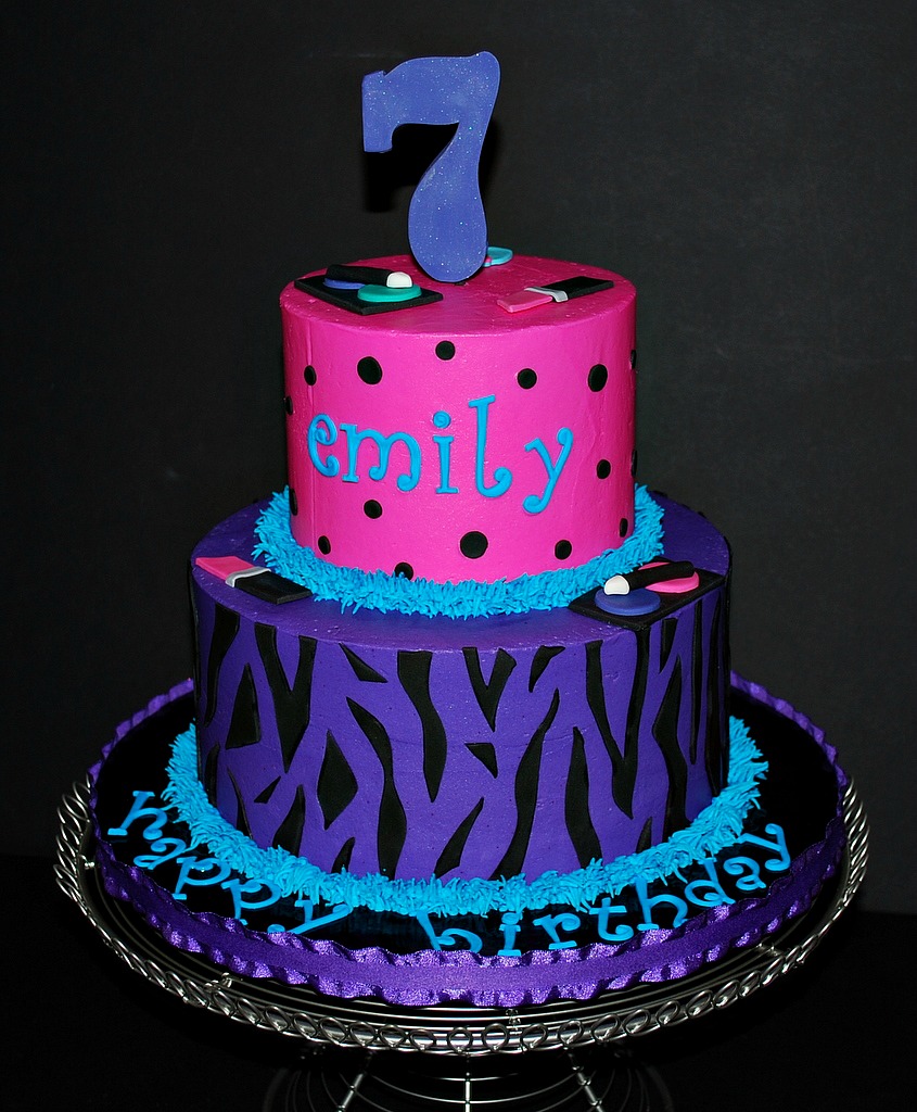 Girls Zebra Polka Dot Birthday Cake