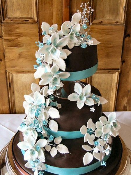 Green and Turquoise Wedding Cake