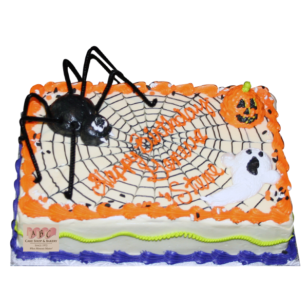 Halloween Sheet Cake with Spider Webs