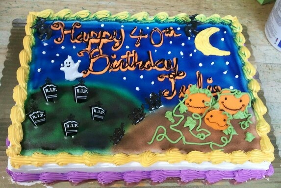 Halloween-themed Birthday Sheet Cake