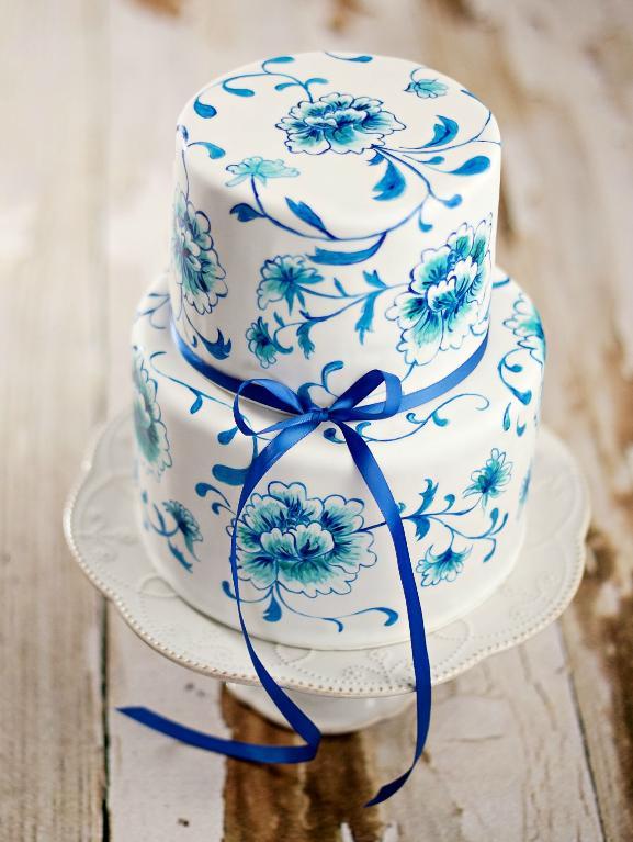 Hand Painted Floral Cake