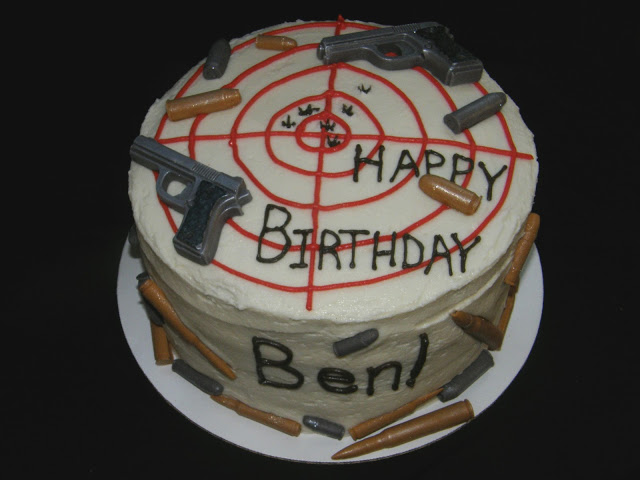 Happy Birthday Cake Gun and Bullets