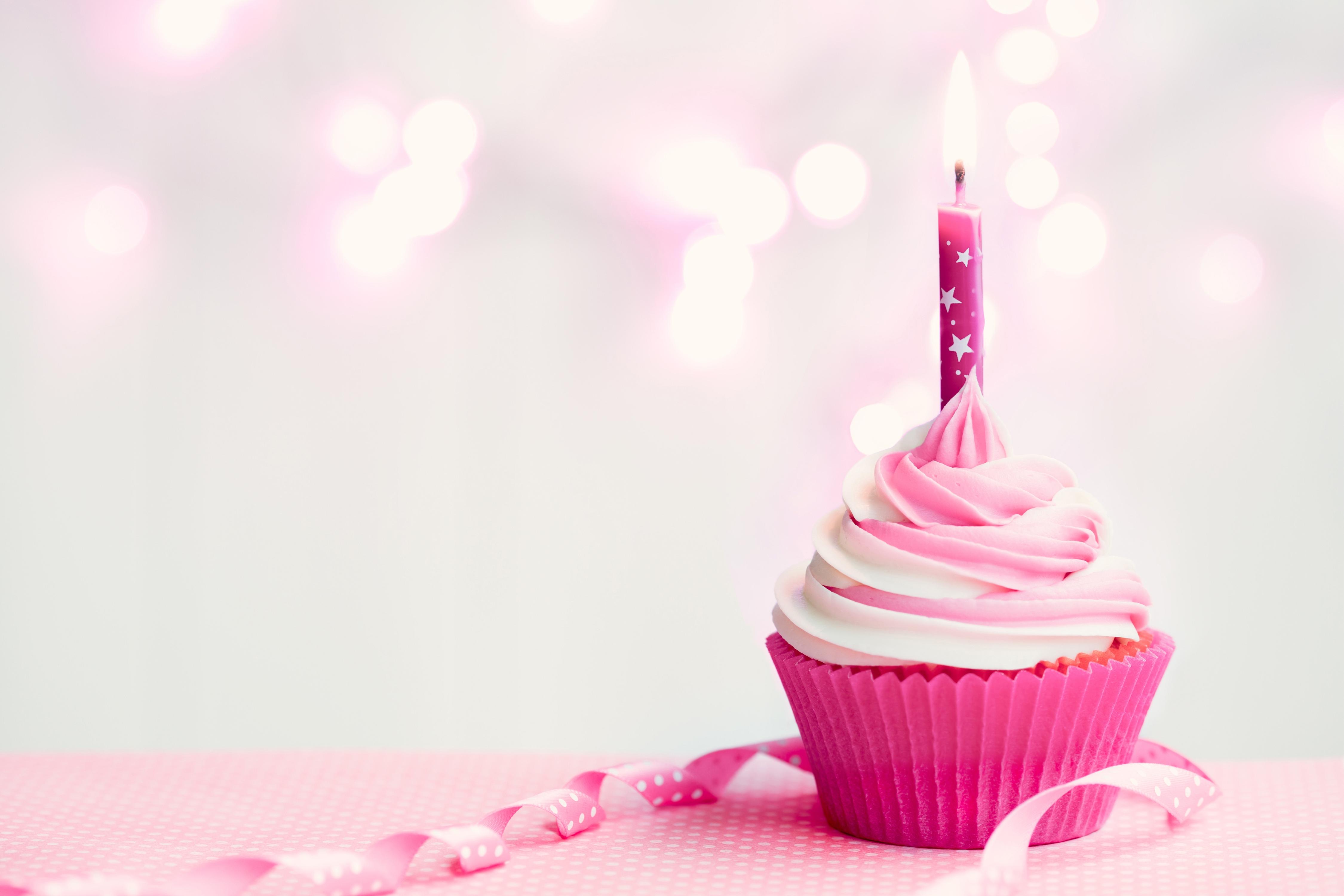 Happy Birthday Pink Cupcake Candle