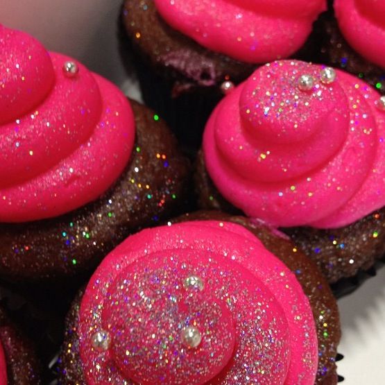 Hot Pink Glitter Cupcake