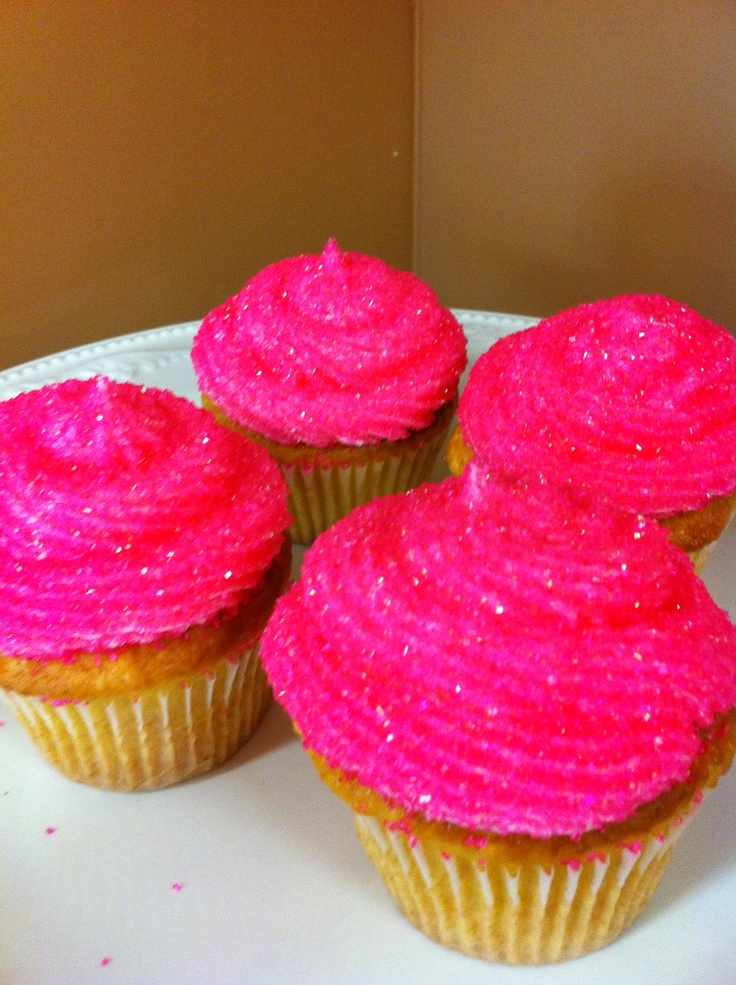Hot Pink Sparkle Cupcakes