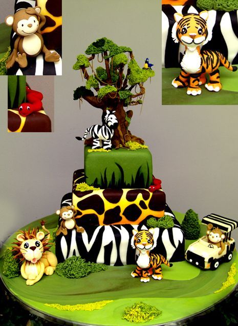 Jungle Animal Birthday Cake Jungle Animal Birthday Cake