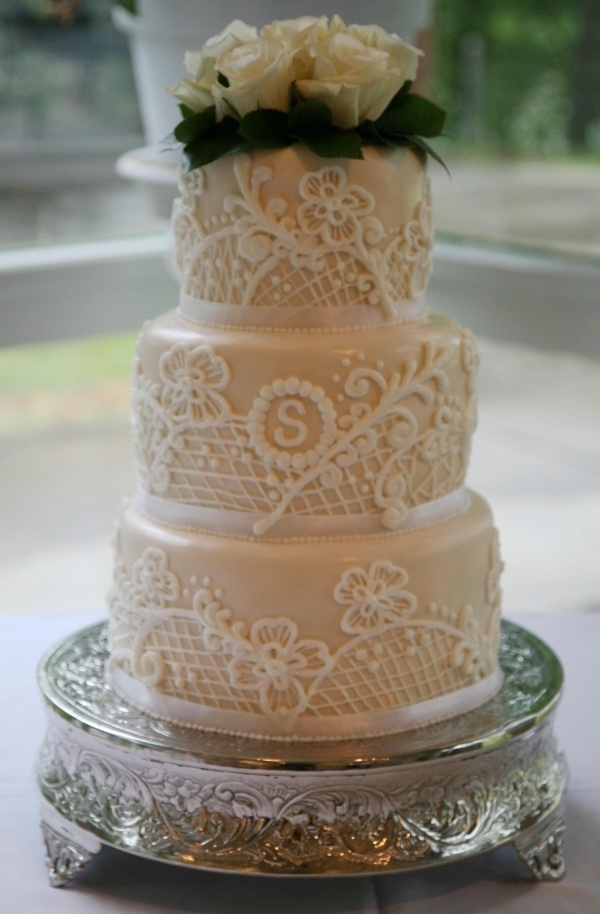 Lace Buttercream Wedding Cake Lace Buttercream Wedding Cake