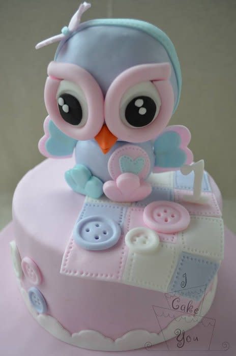 Little Owls Baby Shower Cake
