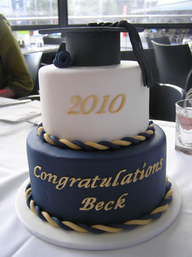 Navy Blue and White Graduation Cakes