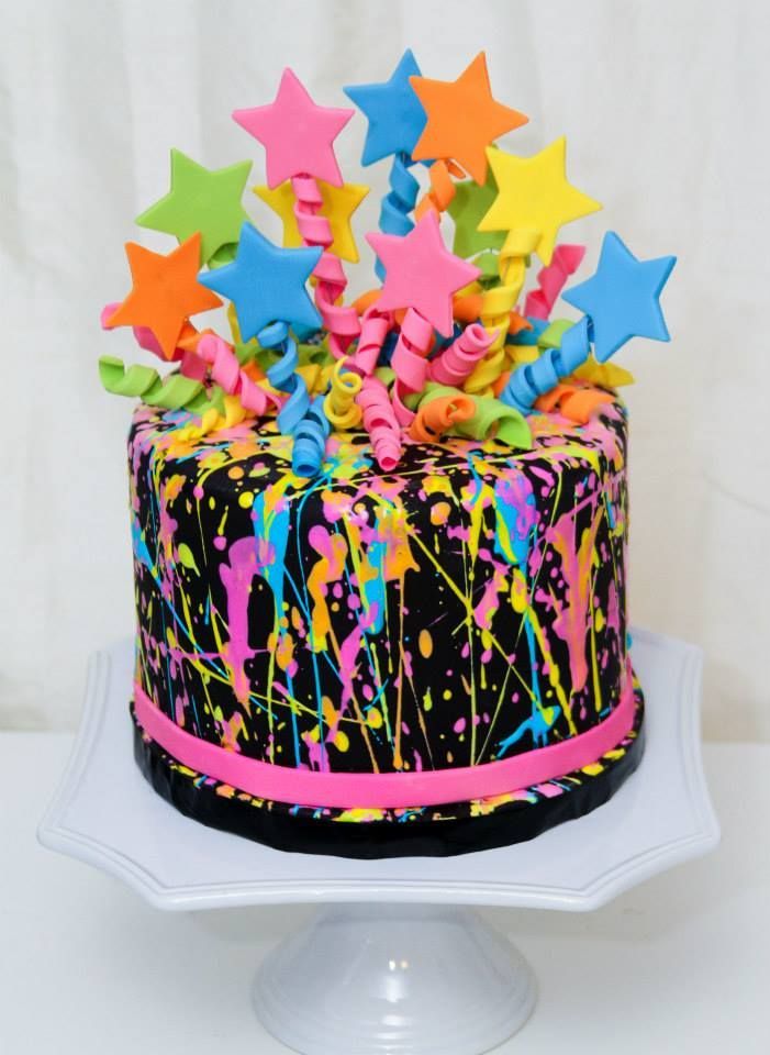 Neon Girl Birthday Cake Ideas Neon Girl Birthday Cake Ideas