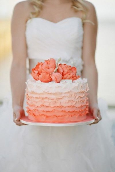 Ombre Ruffle Wedding Cake