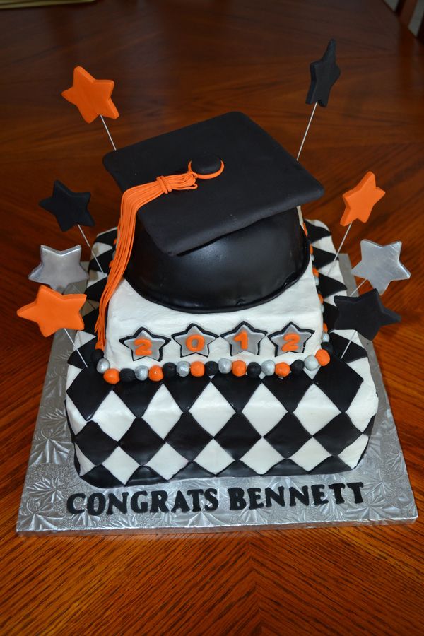 Orange and Black Graduation Cake