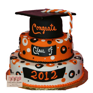 Orange and Black Graduation Tier Cakes