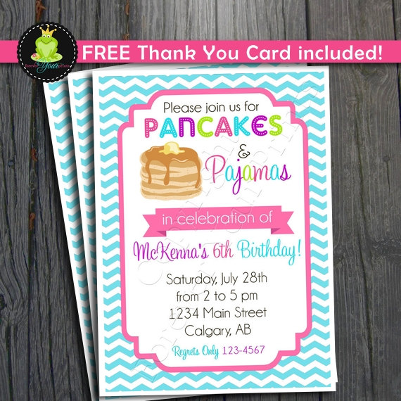 Pancakes and Pajamas Party Invitations