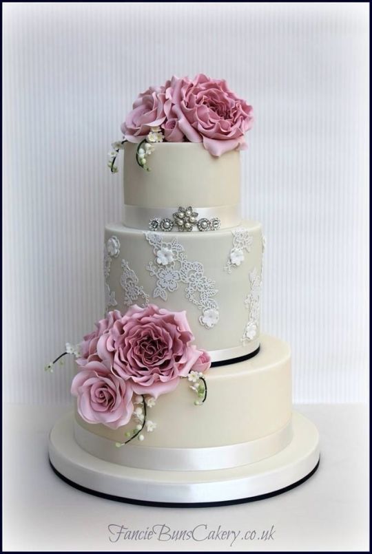 Peony Wedding Cake with Roses