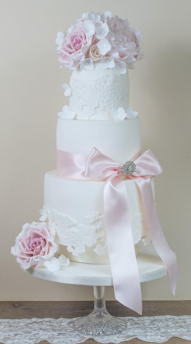 Peony Wedding Cake with Roses Peony Wedding Cake with Roses