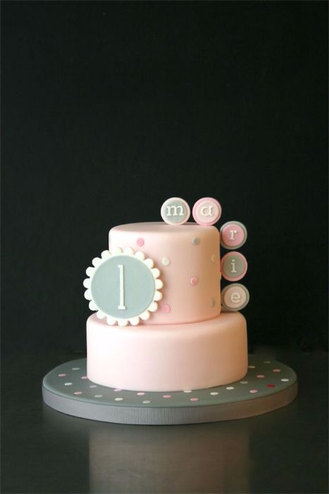 Pink 1st Birthday Cake