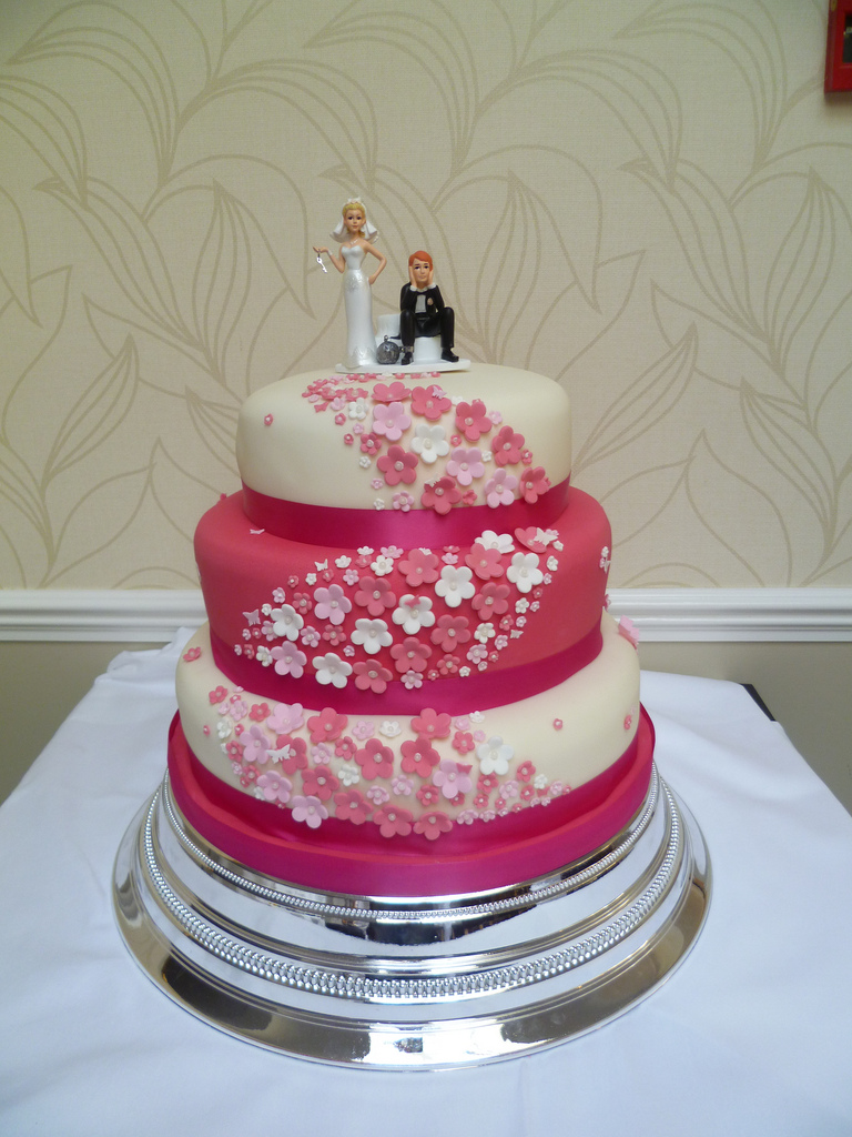 Pink and Cream Wedding Cake