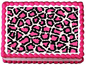 Pink Cheetah Edible Cake Topper