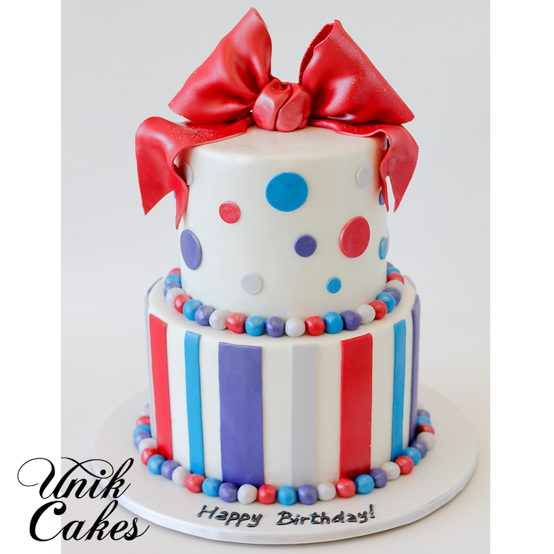 Polka Dot and Stripe Birthday Cake