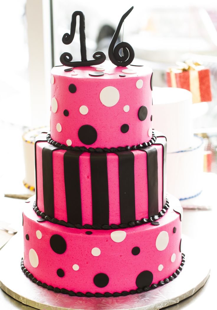 Polka Dot Sweet 16 Cake