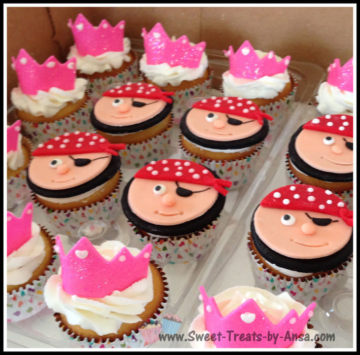 Princess and Pirate Theme Cupcakes Princess and Pirate Theme Cupcakes