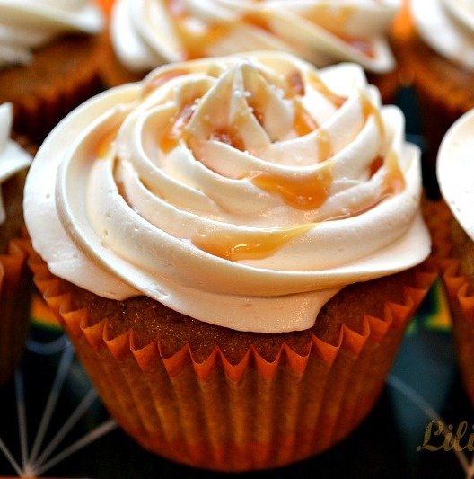 Pumpkin Cupcakes with Salted Caramel Frosting