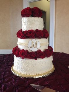 Red and Gold Wedding Cake