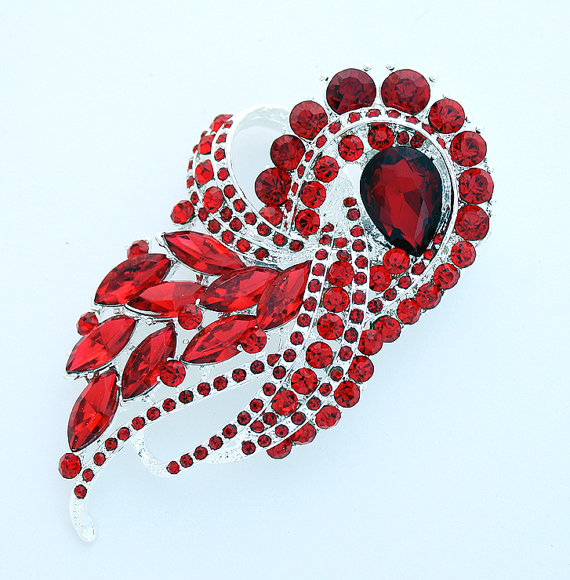 Red Rhinestone Brooch Dress