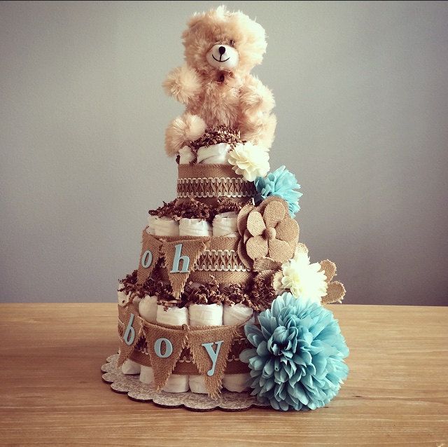 Rustic Baby Shower Diaper Cake