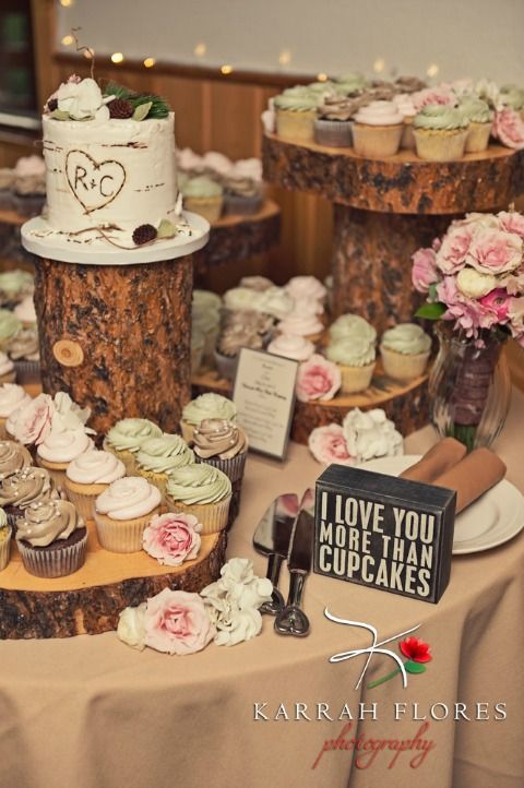 Rustic Cupcake Wedding Cake Table