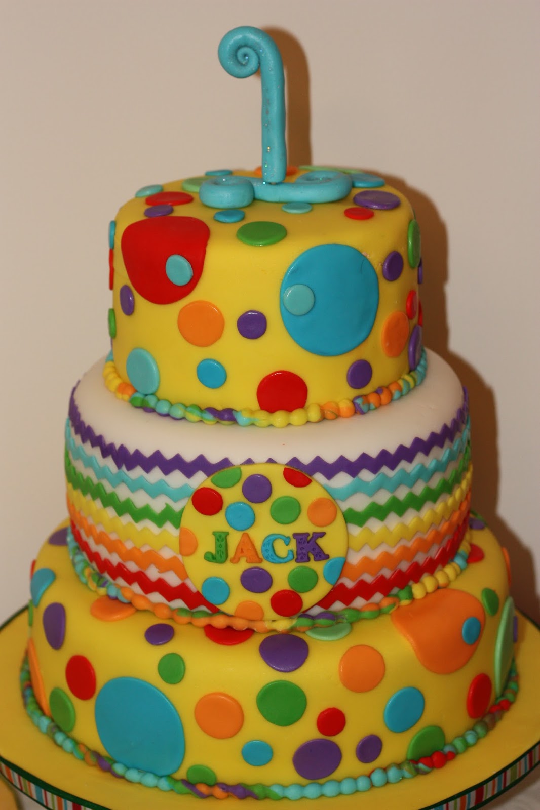 Stripes Polka Dot First Birthday Cake