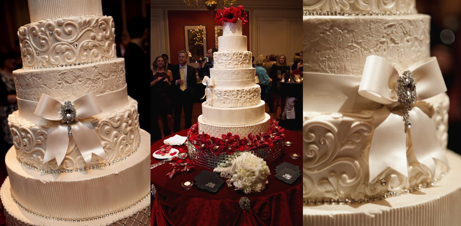 Tall Bling Wedding Cakes with Flowers